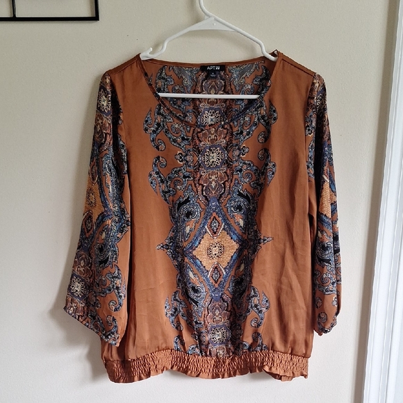 Apt. 9 Tops - 3/$20 Apt. 9 Women's Paisley Blouse - Brown and Blue Size M